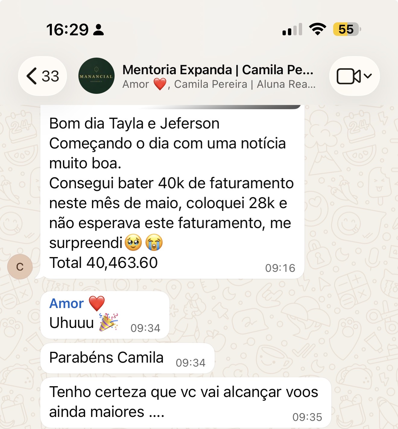 Camila: bateu mais de R$ 40 mil de faturamento